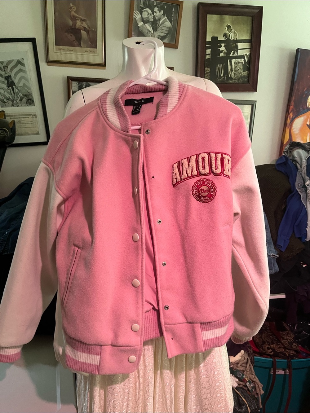 Forever 21 Pink Varsity-Style Jacket